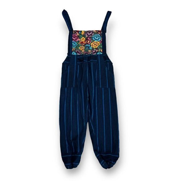 Guatemalan Ikat Vintage Embroidery Striped Custom Jumpsuit Size Small - Picture 1 of 8